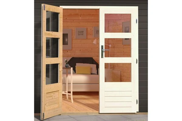 KARIBU Gartenhaus Bastrup5 , Anthrazit, Fichtenholz 28mm, 614 X 297 X 222 Cm, Pultdach, Anbau 3m Mit Rückwand 4 KARIBU Gartenhaus Bastrup5 , Anthrazit, Fichtenholz 28mm, 614 X 297 X 222 Cm, Pultdach, Anbau 3m Mit Rückwand – Bild 2