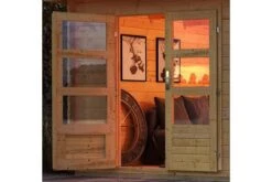 KARIBU Gartenhaus Bastrup 8, Naturbelassen, Fichtenholz 28mm, 804,5 X 297 X 222 Cm, Pultdach, Anbau 4m Mit Rückwand -Dopple Geschaft 30569 02.jpg