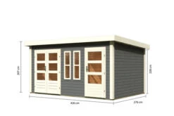 KARIBU Mittelwandhaus Schönbuch 2, Terragrau, Fichtenholz 38mm, 458 X 276 X 228 Cm, Flachdach -Dopple Geschaft 30573 05.jpg