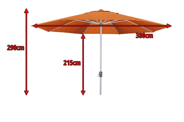 DOPPLER Active Mittelstockschirm, Terrakotta, Aluminium/Textil, Ø 380 Cm, Mit Kurbel 5 DOPPLER Active Mittelstockschirm, Terrakotta, Aluminium/Textil, Ø 380 Cm, Mit Kurbel – Bild 3