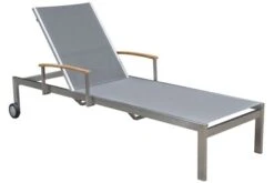 OUTFLEXX Sonnenliegen-Set, Silber, Edelstahl/FSC-Teak, 195,5x74x35cm, Mit Armlehnen, Inkl. Beistelltisch 45x45cm -Dopple Geschaft 3 16546.jpg