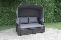 OUTFLEXX Fontana Loungebett, Grau, Polyrattan, Doppel-halbrund, Mit Unterschiebbaren Hockern, Dach Klappbar 17 OUTFLEXX Fontana Loungebett, Grau, Polyrattan, Doppel-halbrund, Mit Unterschiebbaren Hockern, Dach Klappbar -Dopple Geschaft 3 18545.jpg
