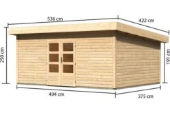 KARIBU Gartenhaus Northeim 6, Fichtenholz Ca. 40 Mm, Pultdach, 12 KARIBU Gartenhaus Northeim 6, Fichtenholz Ca. 40 Mm, Pultdach, -Dopple Geschaft 3 19422.jpg