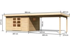 KARIBU Blockbohlenhaus Trittau 5, Fichtenholz Ca. 40 Mm, Pultdach -Dopple Geschaft 3 19433 4.jpg