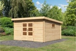 KARIBU Blockbohlenhaus Trittau 6, Fichtenholz Ca. 40 Mm, Pultdach, -Dopple Geschaft 3 19434.jpg