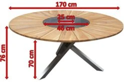 OUTFLEXX Esstisch, Edelstahl/FSC-Teakholz, Ø 170cm, Inkl. Drehbarer Granitplatte Und Eiskühler -Dopple Geschaft 4 16027.jpg