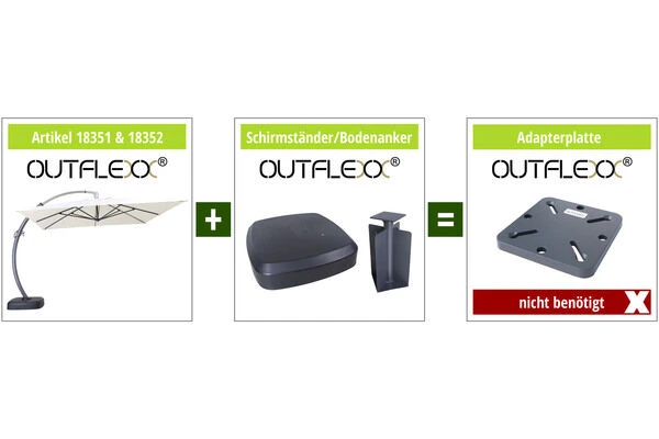 OUTFLEXX Luxus Ampelschirm, Anthrazit, Edelstahl/Aluminium, 350x350cm, Inkl. Schirmständer Und Schutzhülle 6 OUTFLEXX Luxus Ampelschirm, Anthrazit, Edelstahl/Aluminium, 350x350cm, Inkl. Schirmständer Und Schutzhülle – Bild 4