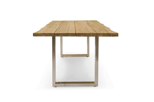 OUTFLEXX Esstisch, Natur, Edelstahl & Recycled FSC-Teak, 240 X 100 Cm, Baumkante 6 OUTFLEXX Esstisch, Natur, Edelstahl & Recycled FSC-Teak, 240 X 100 Cm, Baumkante – Bild 4