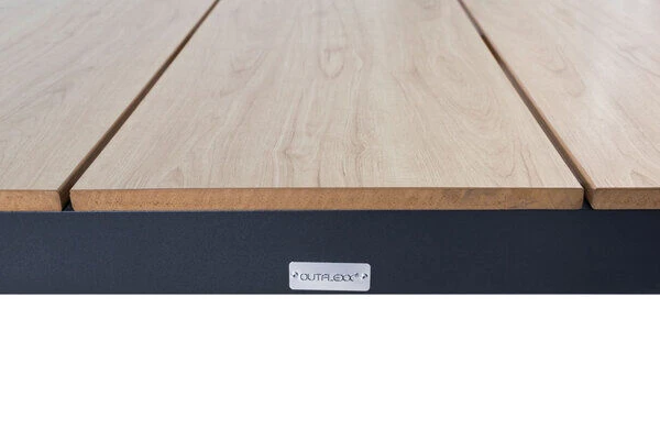 OUTFLEXX Esstischgarnitur, Anthrazit Matt/natur, AluHolzimitat, 150 X 91 Cm, 7tlg., 6 Pers, Stapelbar 8 OUTFLEXX Esstischgarnitur, Anthrazit Matt/natur, AluHolzimitat, 150 X 91 Cm, 7tlg., 6 Pers, Stapelbar – Bild 6