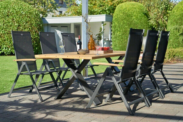 HARTMAN Xanadu Esstisch, Xerix, Alu / Teakholz, 220 X 100 Cm, X-Gestell 6 HARTMAN Xanadu Esstisch, Xerix, Alu / Teakholz, 220 X 100 Cm, X-Gestell – Bild 4