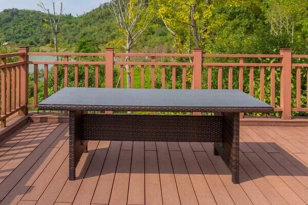 OUTFLEXX Dining Tisch, Braun Marmoriert, Polyrattan, 220 X 100 Cm, Tischplatte Spraystone, 6mm 6 OUTFLEXX Dining Tisch, Braun Marmoriert, Polyrattan, 220 X 100 Cm, Tischplatte Spraystone, 6mm – Bild 4