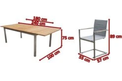 OUTFLEXX Set, Taupe, Edelstahl/Teak, Tisch 180/240 X 100 Cm, 6 Stapelstühle Gepolstert -Dopple Geschaft 5 14139.jpg