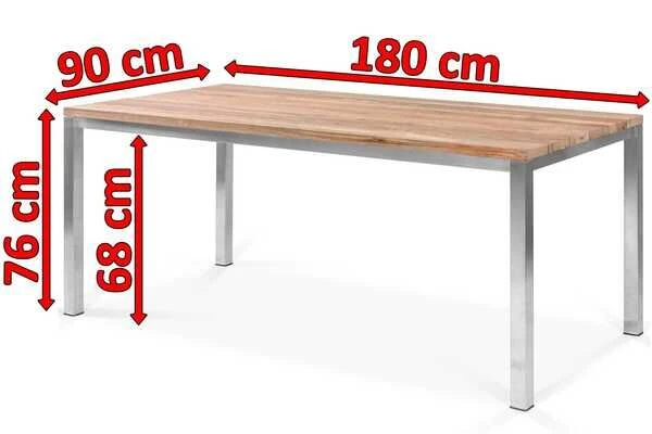 OUTFLEXX Esstisch, Silber/natur, Edelstahl/ Recyceltes FSC®-Teakholz, 180x90cm, Rustikal Gebürstet 7 OUTFLEXX Esstisch, Silber/natur, Edelstahl/ Recyceltes FSC®-Teakholz, 180x90cm, Rustikal Gebürstet – Bild 5