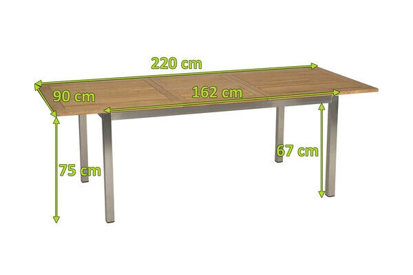 STERN Ausziehtisch, Silber/natur, Edelstahl/FSC-Teakholz, 162/220x90 Cm, Butterfly-Auszug 7 STERN Ausziehtisch, Silber/natur, Edelstahl/FSC-Teakholz, 162/220x90 Cm, Butterfly-Auszug – Bild 5