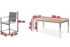 OUTFLEXX Esstischgarnitur, Edelstahl / FSC-Teak, Tisch 200 X 100 Cm, 6 Freischwinger Padded, Taupe -Dopple Geschaft 5 17302.jpg