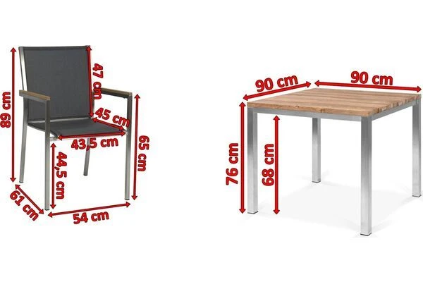 STERN Polaris Esstischgruppe, Silbergrau, Edelstahl/recycled Teak, Tisch 90 X 90 Cm, 4 Stapelsessel 7 STERN Polaris Esstischgruppe, Silbergrau, Edelstahl/recycled Teak, Tisch 90 X 90 Cm, 4 Stapelsessel – Bild 5