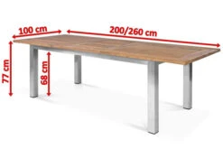 OUTFLEXX Ausziehtisch, Edelstahl/recyceltes FSC®-Teak, 200/260x100cm, Rustikal Gebürstet -Dopple Geschaft 5 18318.jpg
