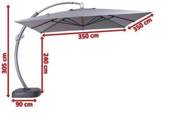 OUTFLEXX Luxus Ampelschirm, Anthrazit, Edelstahl/Aluminium, 350x350cm, Inkl. Schirmständer Und Schutzhülle 7 OUTFLEXX Luxus Ampelschirm, Anthrazit, Edelstahl/Aluminium, 350x350cm, Inkl. Schirmständer Und Schutzhülle – Bild 5