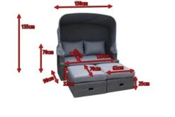 OUTFLEXX Fontana Loungebett, Grau, Polyrattan, Doppel-halbrund, Mit Unterschiebbaren Hockern, Dach Klappbar 19 OUTFLEXX Fontana Loungebett, Grau, Polyrattan, Doppel-halbrund, Mit Unterschiebbaren Hockern, Dach Klappbar -Dopple Geschaft 5 18545.jpg