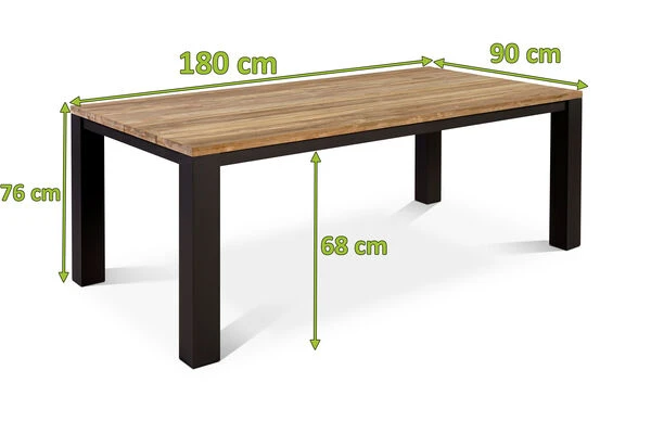 OUTFLEXX Oxford Esstisch, Dark Grey/natur, Alu/recycled FSC®-Teak, 180 X 90 Cm, Rustikal Gebürstet 7 OUTFLEXX Oxford Esstisch, Dark Grey/natur, Alu/recycled FSC®-Teak, 180 X 90 Cm, Rustikal Gebürstet – Bild 5