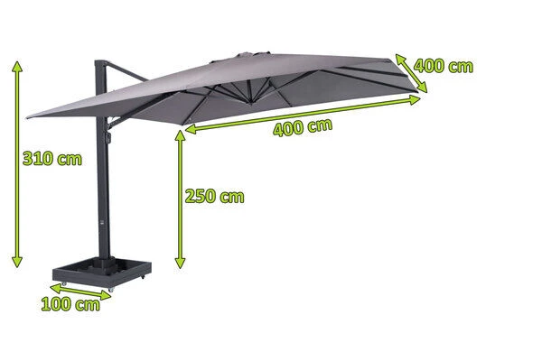 OUTFLEXX Ultimate L Ampelschirm, Anthrazit/grau, Alu/Spuncrylic®, 400x400cm, Inkl. Befüllbarem Schirmständer 7 OUTFLEXX Ultimate L Ampelschirm, Anthrazit/grau, Alu/Spuncrylic®, 400x400cm, Inkl. Befüllbarem Schirmständer – Bild 5