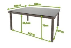 OUTFLEXX Dining Tisch, Grau, Polyrattan, 180 X 120 Cm, Tischplatte Spraystone, 8mm -Dopple Geschaft 5 20658.jpg