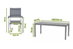 KETTLER Friends Esstischgarnitur, Silber/anthrazit, Alu/Textilene, Tisch 180/240 X 90 Cm, 6 Stapelsessel 17 KETTLER Friends Esstischgarnitur, Silber/anthrazit, Alu/Textilene, Tisch 180/240 X 90 Cm, 6 Stapelsessel -Dopple Geschaft 5 21552.jpg