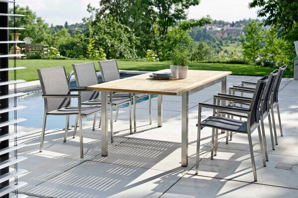 STERN Ausziehtisch, Silber/natur, Edelstahl/FSC-Teakholz, 162/220x90 Cm, Butterfly-Auszug 8 STERN Ausziehtisch, Silber/natur, Edelstahl/FSC-Teakholz, 162/220x90 Cm, Butterfly-Auszug – Bild 6