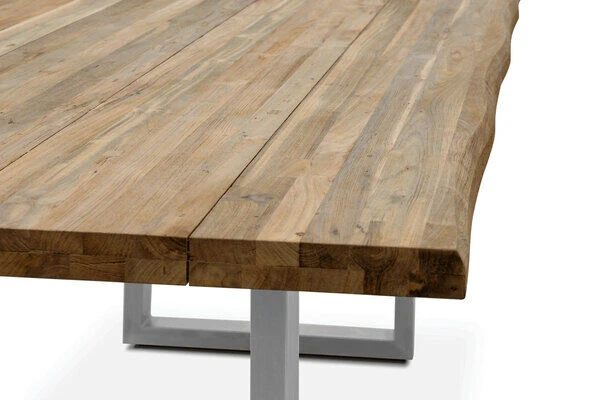 OUTFLEXX Esstisch, Natur, Edelstahl & Recycled FSC-Teak, 200 X 100 Cm, Baumkante 8 OUTFLEXX Esstisch, Natur, Edelstahl & Recycled FSC-Teak, 200 X 100 Cm, Baumkante – Bild 6
