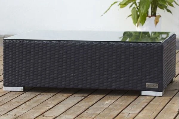 OUTFLEXX Kaffeetisch, Schwarz, Polyrattan, 95x65cm, Mit Glas-Tischplatte 8 OUTFLEXX Kaffeetisch, Schwarz, Polyrattan, 95x65cm, Mit Glas-Tischplatte – Bild 6