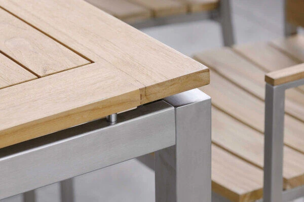 STERN Ausziehtisch, Silber/natur, Edelstahl/FSC-Teakholz, 162/220x90 Cm, Butterfly-Auszug 11 STERN Ausziehtisch, Silber/natur, Edelstahl/FSC-Teakholz, 162/220x90 Cm, Butterfly-Auszug – Bild 9