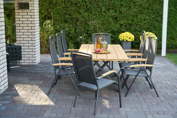 HARTMAN Xanadu Esstisch, Xerix, Alu / Teakholz, 220 X 100 Cm, X-Gestell 11 HARTMAN Xanadu Esstisch, Xerix, Alu / Teakholz, 220 X 100 Cm, X-Gestell – Bild 9