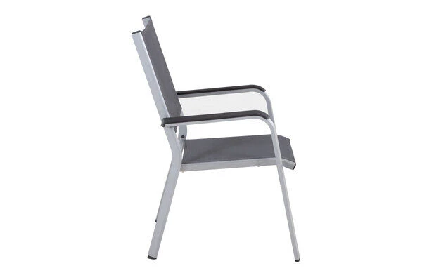 KETTLER Friends Esstischgarnitur, Silber/anthrazit, Alu/Textilene, Tisch 180/240 X 90 Cm, 6 Stapelsessel 11 KETTLER Friends Esstischgarnitur, Silber/anthrazit, Alu/Textilene, Tisch 180/240 X 90 Cm, 6 Stapelsessel – Bild 9